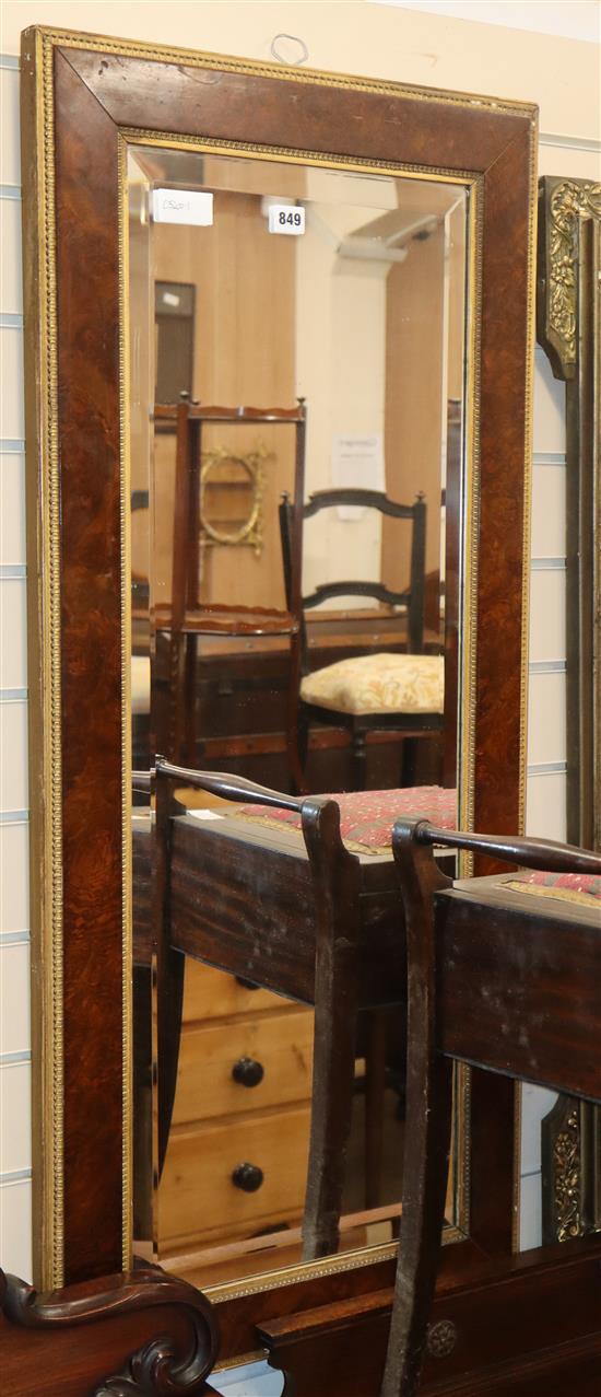 A burr walnut rectangular gilt mirror H.114cm